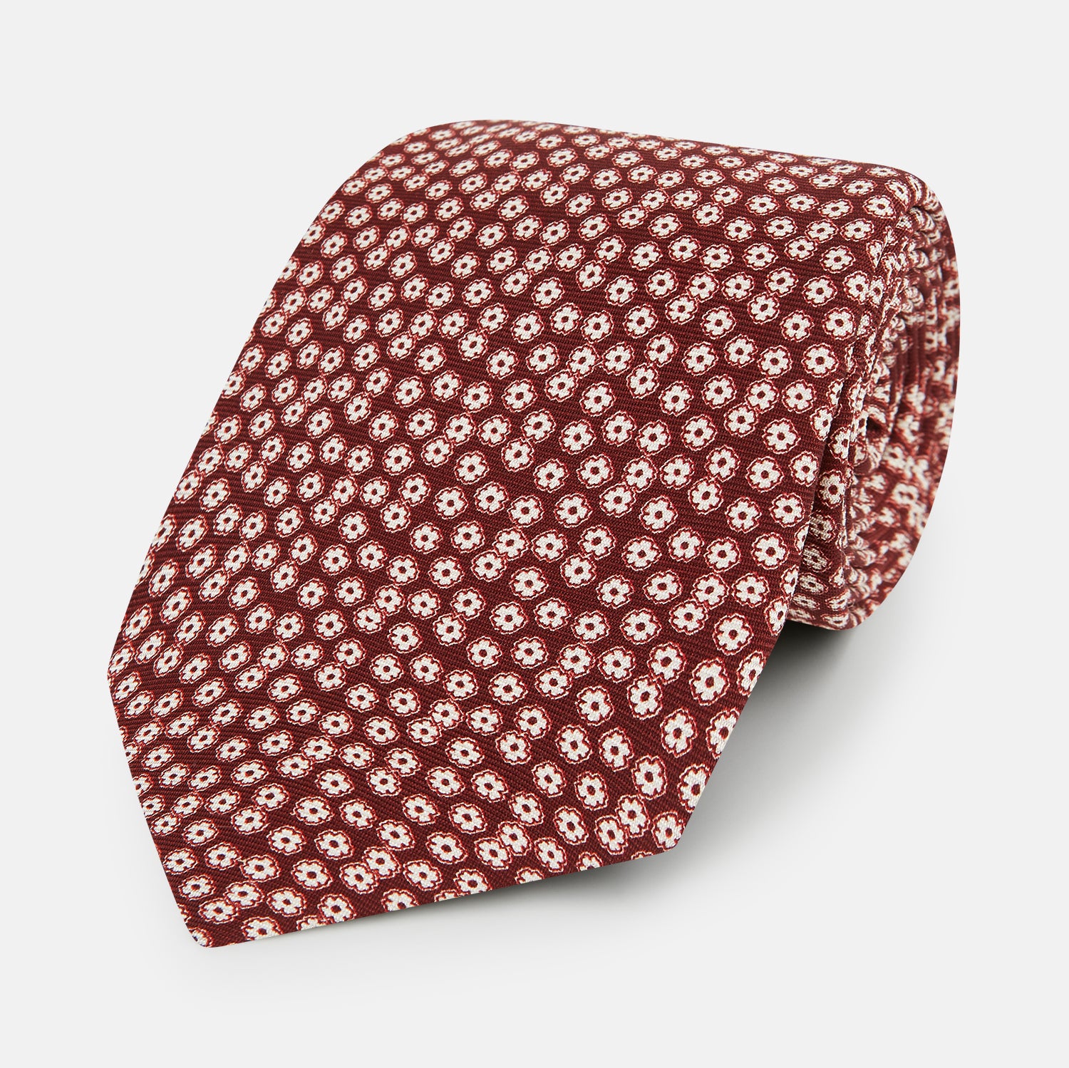 View 1 of product Burgundy Flower-Patterned Printed Silk Tie