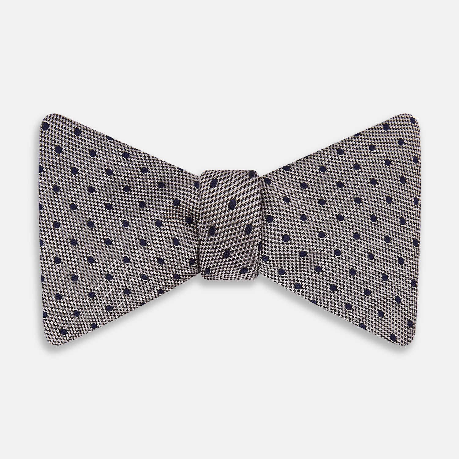 View 1 of product Navy and Silver Micro Dot Silk Bow Tie