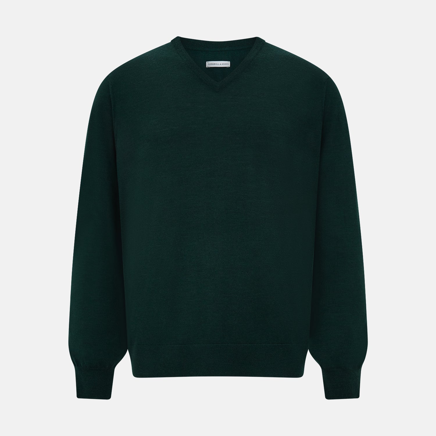 View 1 of product Petrol Green Merino V-Neck Jumper