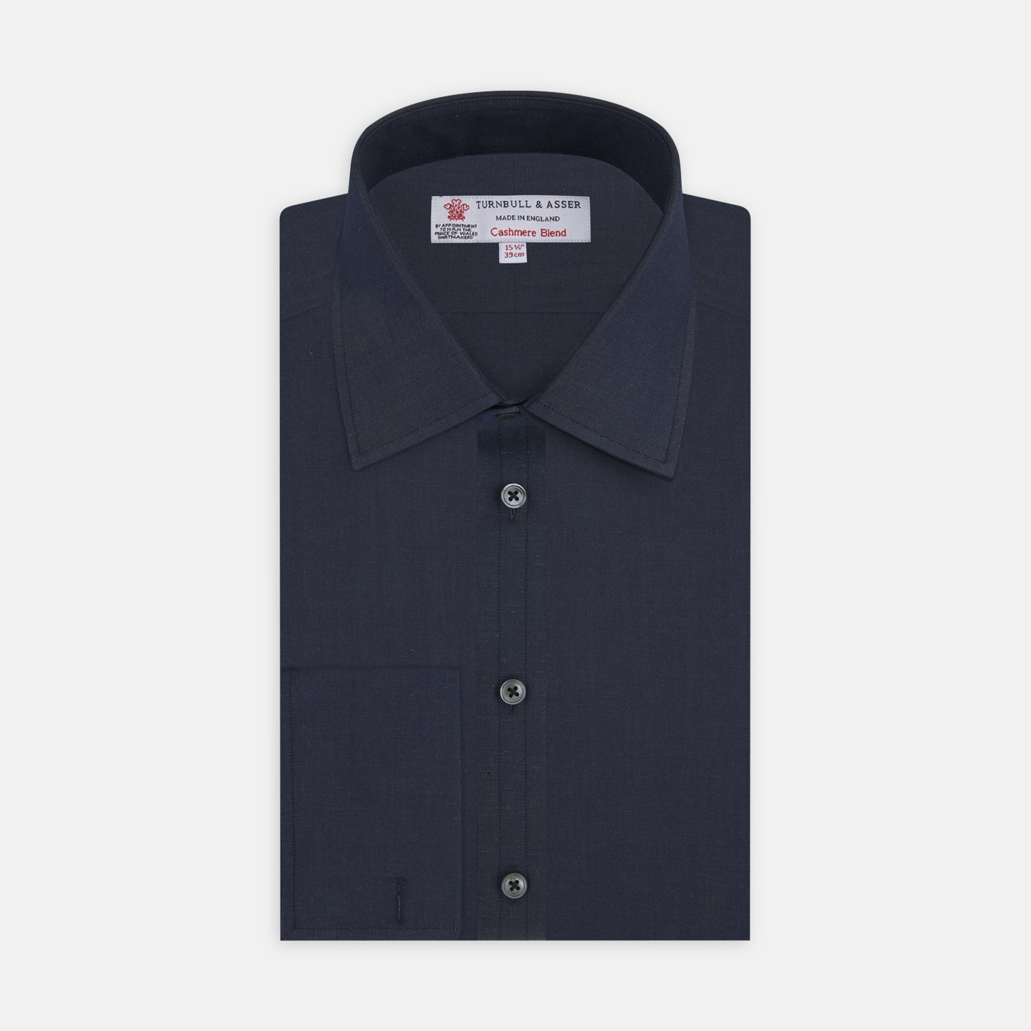 Dark Blue Denim-Cashmere Shirt with T&A Collar and Double Cuffs