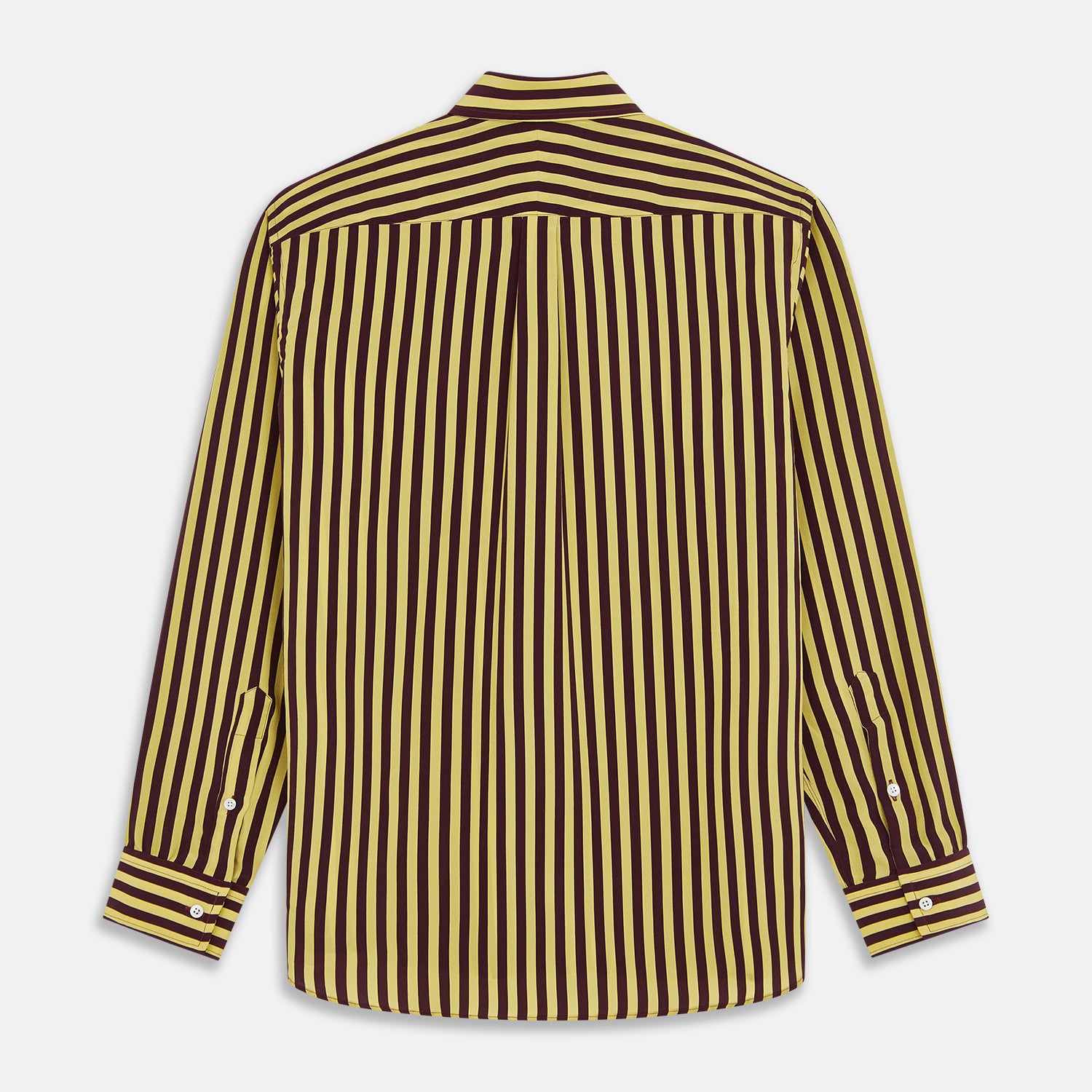 View 5 of product Yellow and Burgundy Candy Stripe Silk Weekend Fit Harold Shirt