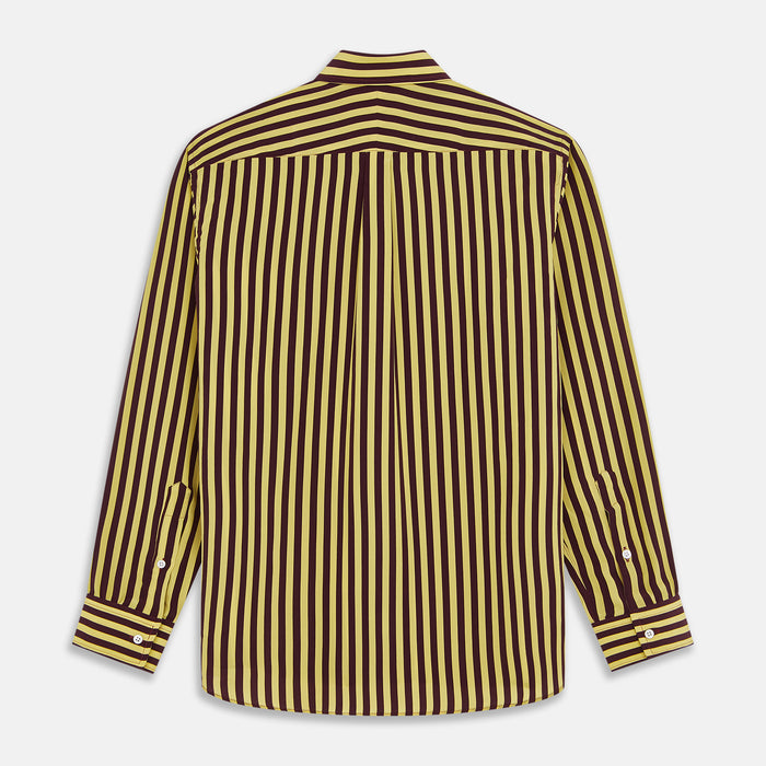 Yellow and Burgundy Candy Stripe Silk Weekend Fit Harold Shirt Image 4