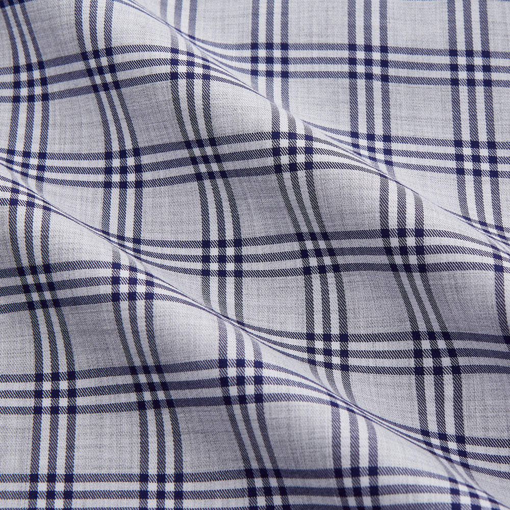Grey Multi Check Cotton Tailored Fit Shelton Shirt