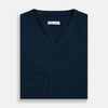 View 4 of product Dark Green Melange Cashmere V-neck Jumper