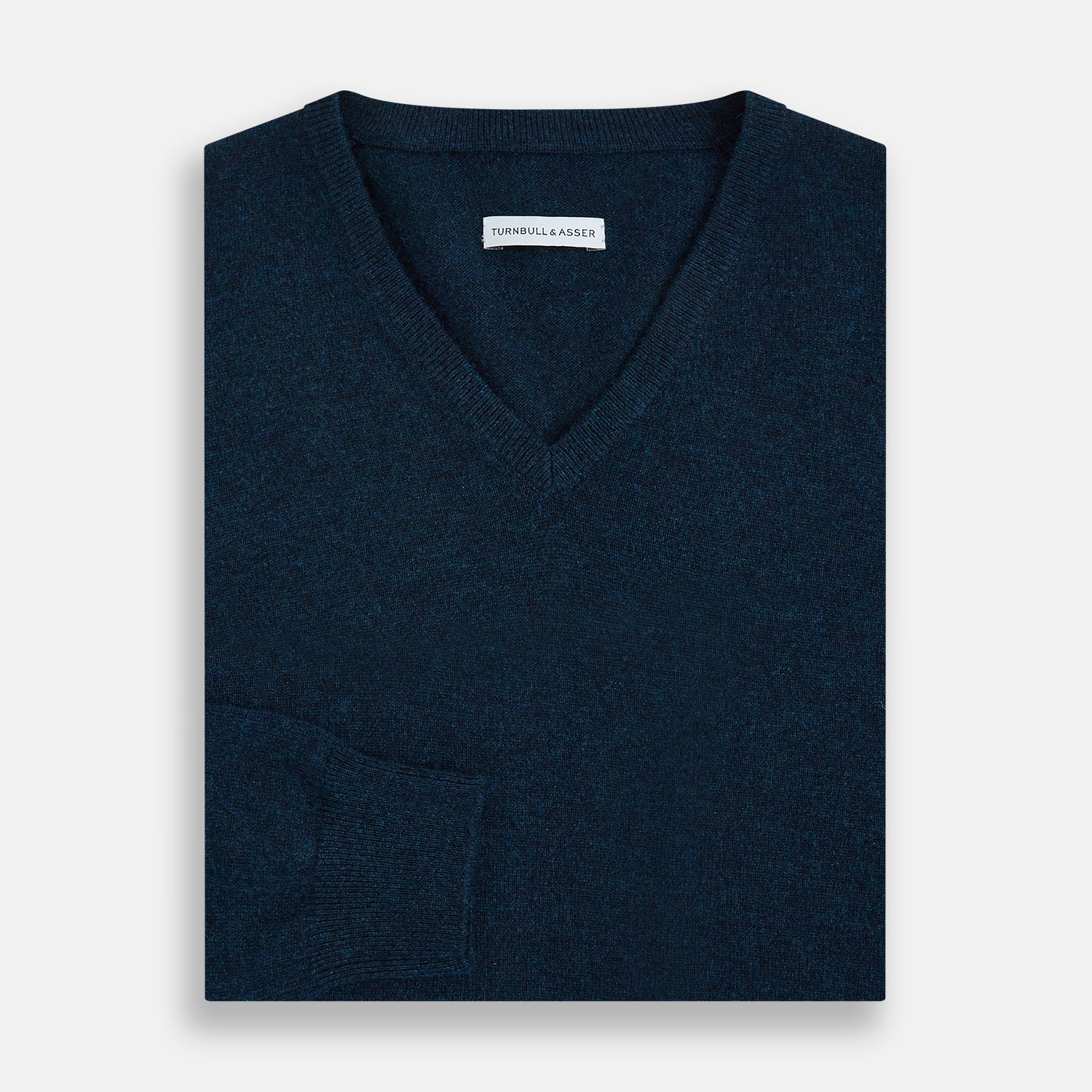 View 4 of product Dark Green Melange Cashmere V-neck Jumper