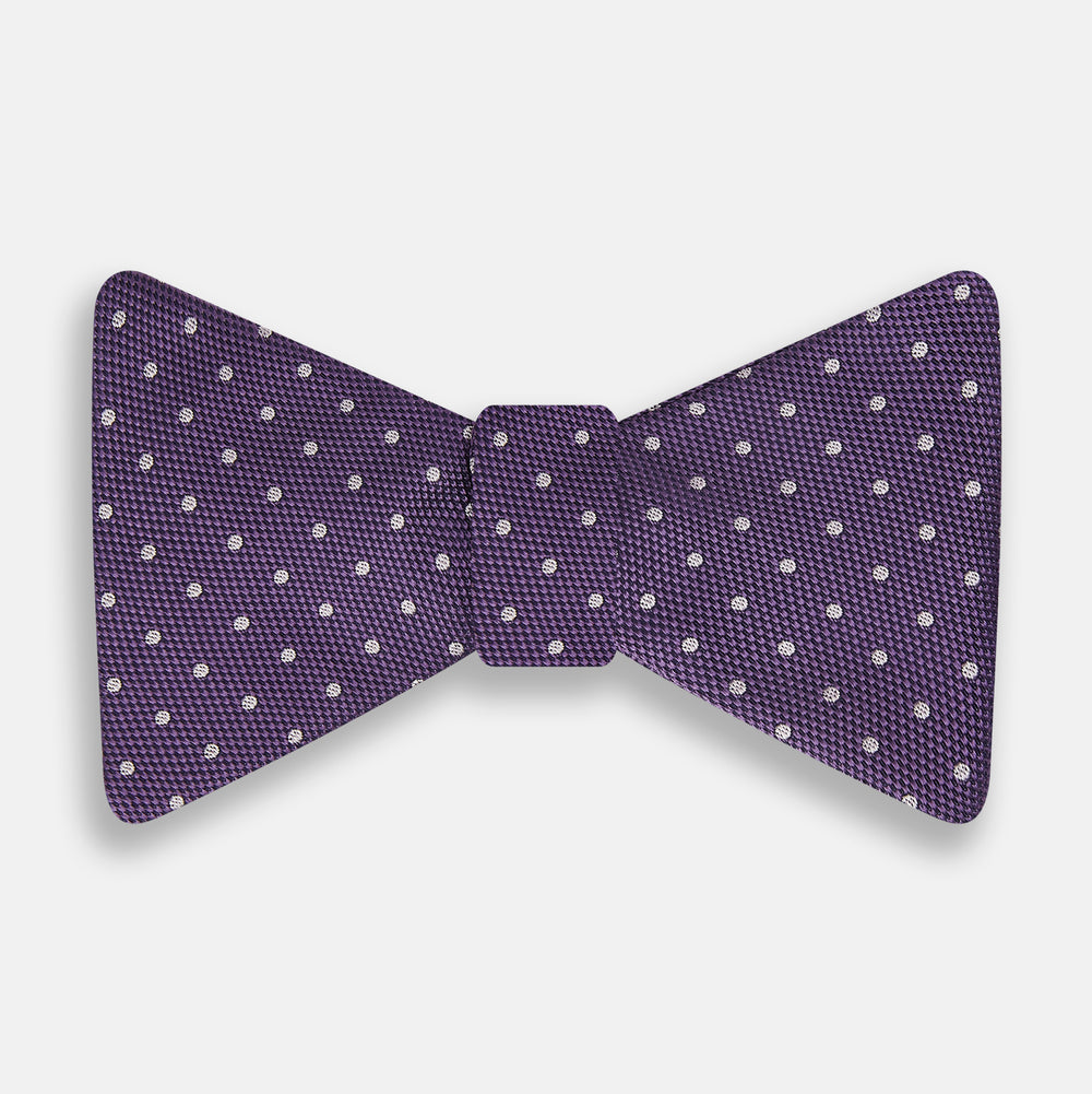 Lilac and Royal Purple Micro Dot Silk Bow Tie