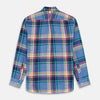 View 5 of product Blue Multi Check Linen Weekend Fit Suffolk Shirt