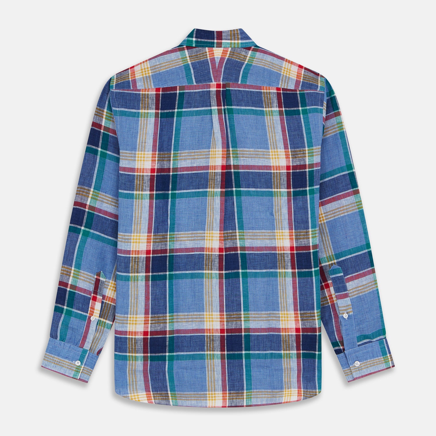 View 5 of product Blue Multi Check Linen Weekend Fit Suffolk Shirt