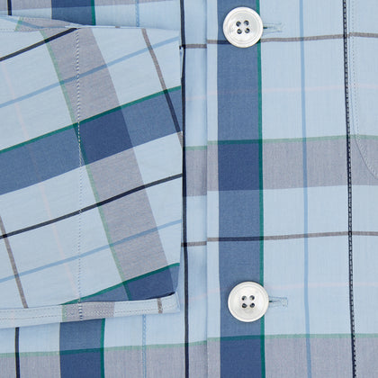 Blue Multi Check Pyjama Shirt Image 3