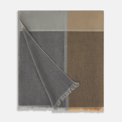 Grey and Beige Cashmere Scarf Image 2