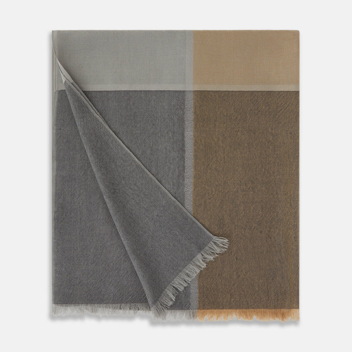 Grey and Beige Cashmere Scarf Image 2