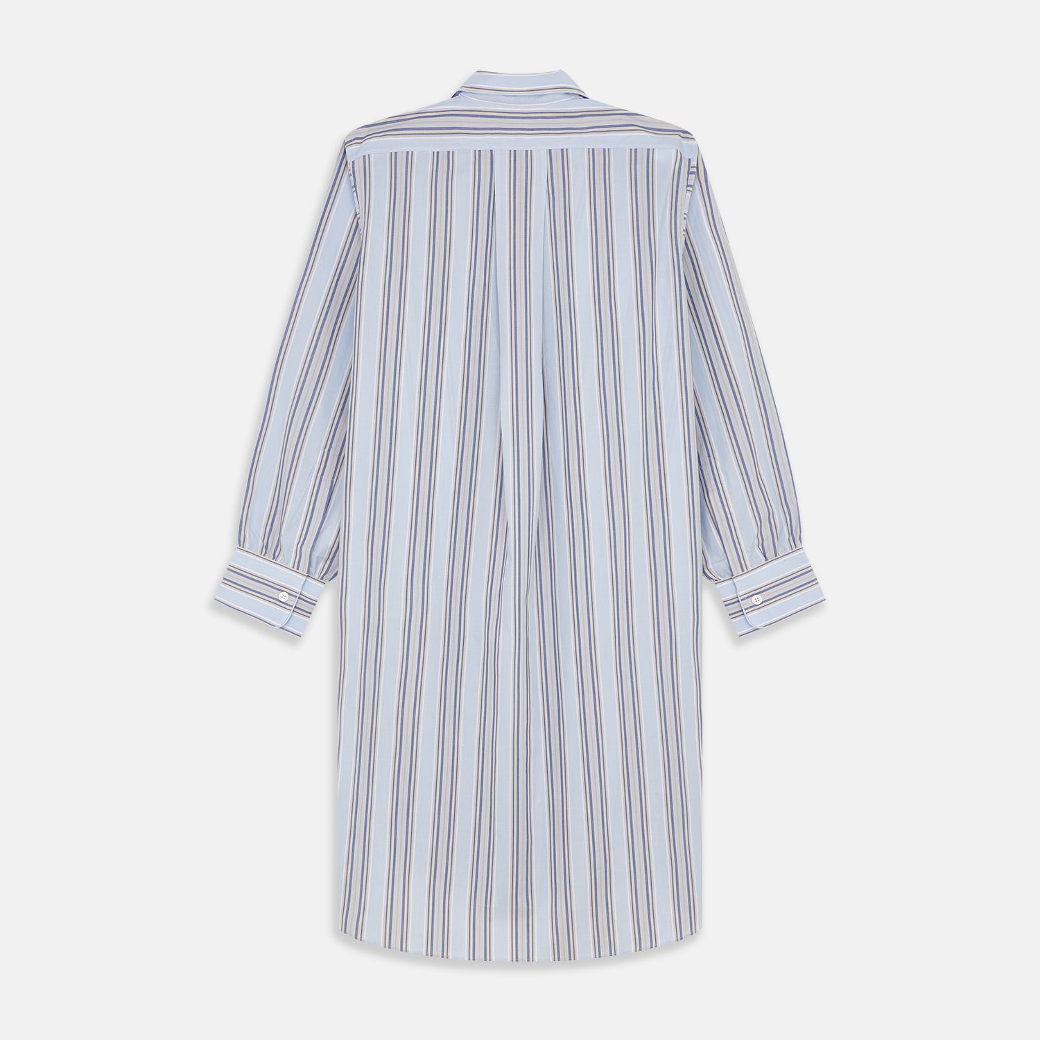 View 5 of product Pale Blue and Yellow Multi Stripe Cotton Sussex Nightshirt