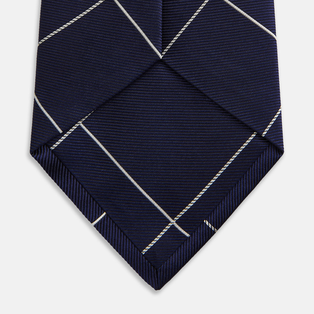 WINDOW PANE NAVY WHITE TIE