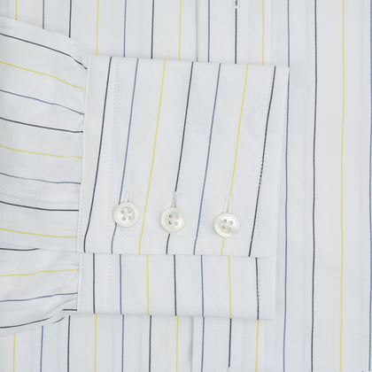 Navy and Yellow Wide Pinstripe Mayfair Shirt Image 3