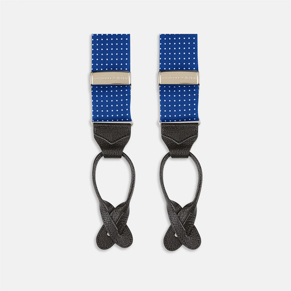 Royal Blue Small Spot Adjustable Silk Braces