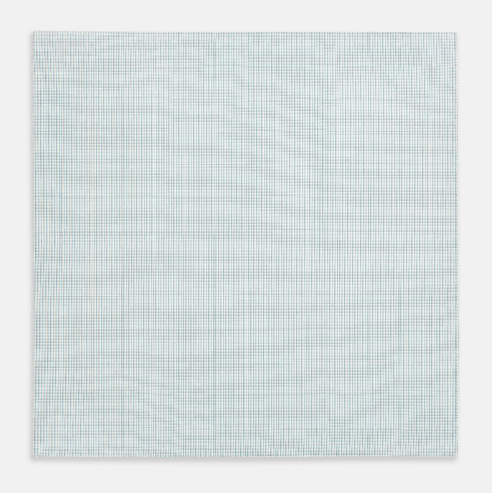 Sage Green Shadow Grid Check Hand-Rolled Handkerchief