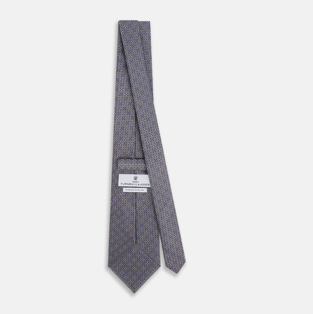 Silver and Pale Blue Multi Dot Silk Tie