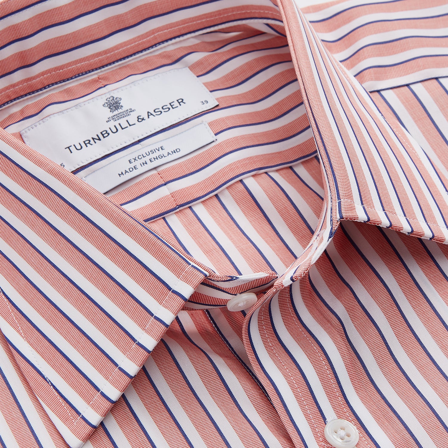 View 4 of product Orange and White Stripe Cotton Regular Fit Mayfair Shirt