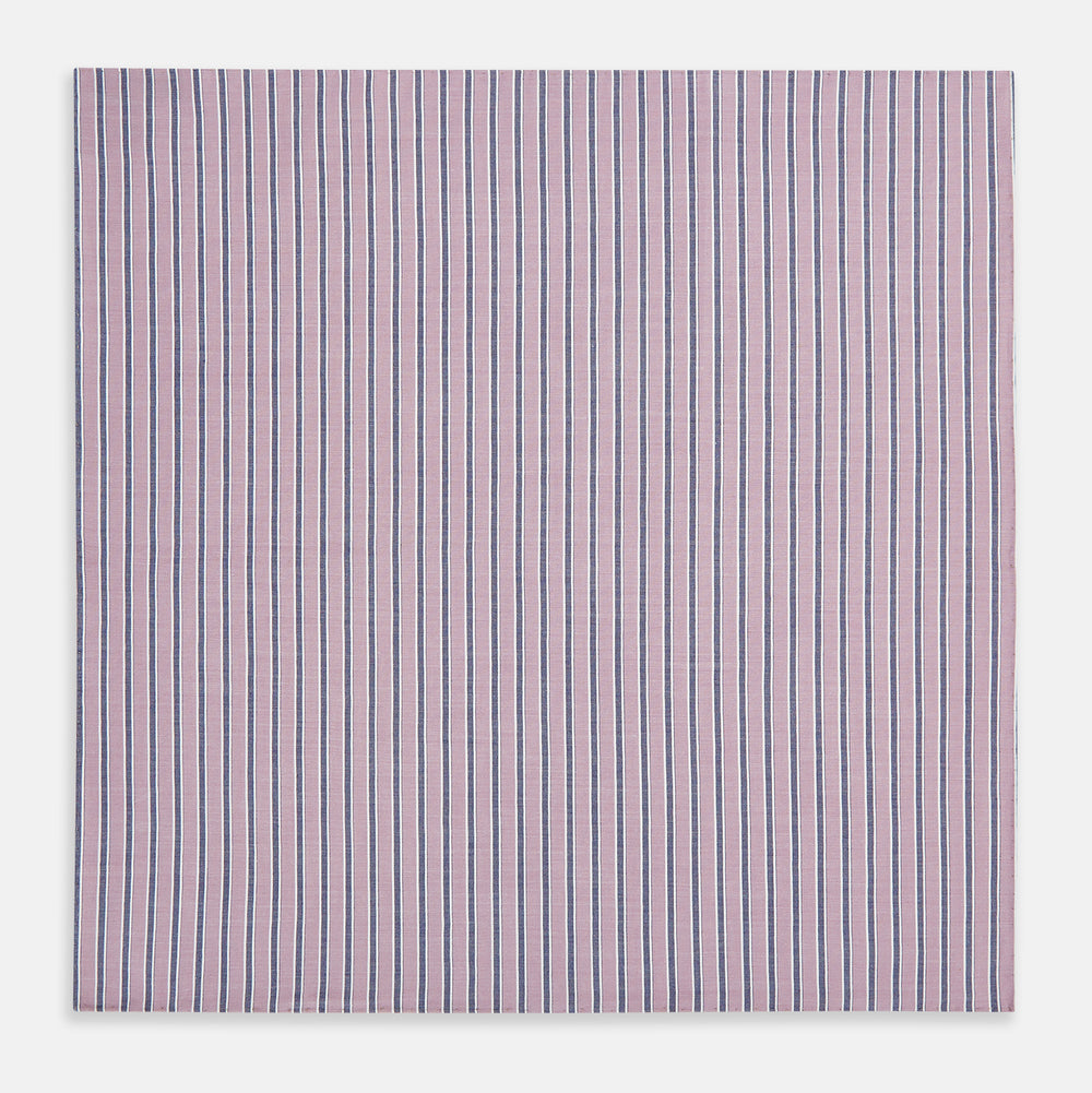 Antique Pink Ticking Stripe Hand-Rolled Handkerchief