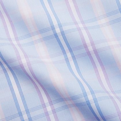 Pink and Light Blue Check Cotton Regular Fit Mayfair Shirt Image 2