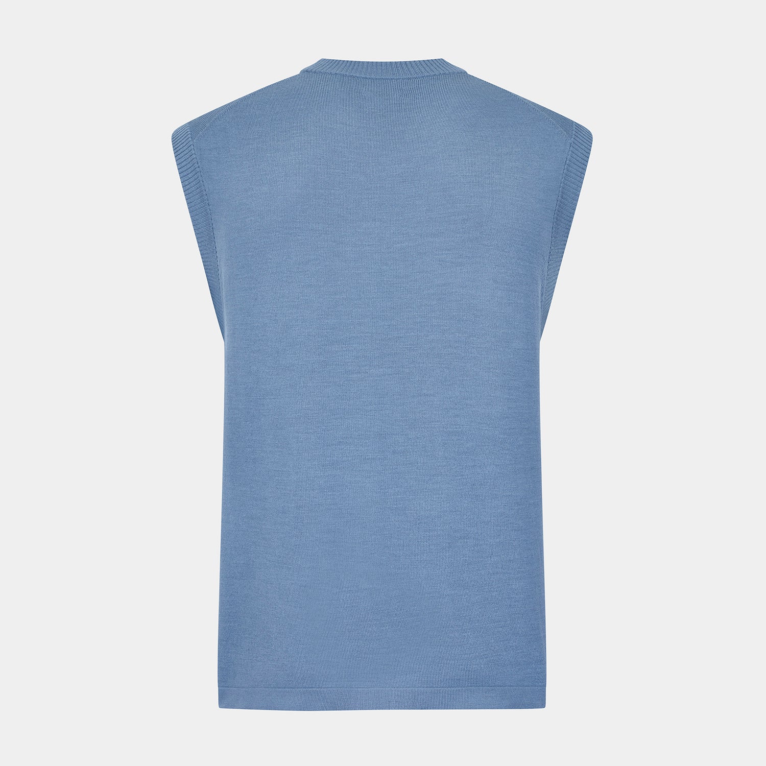 View 3 of product Pale Blue Fine Merino V-Neck Vest
