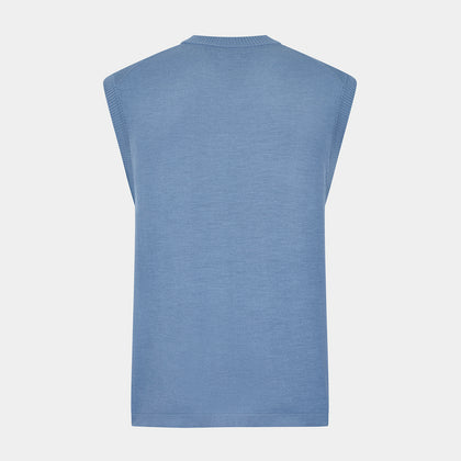 Pale Blue Fine Merino V-Neck Vest Image 2