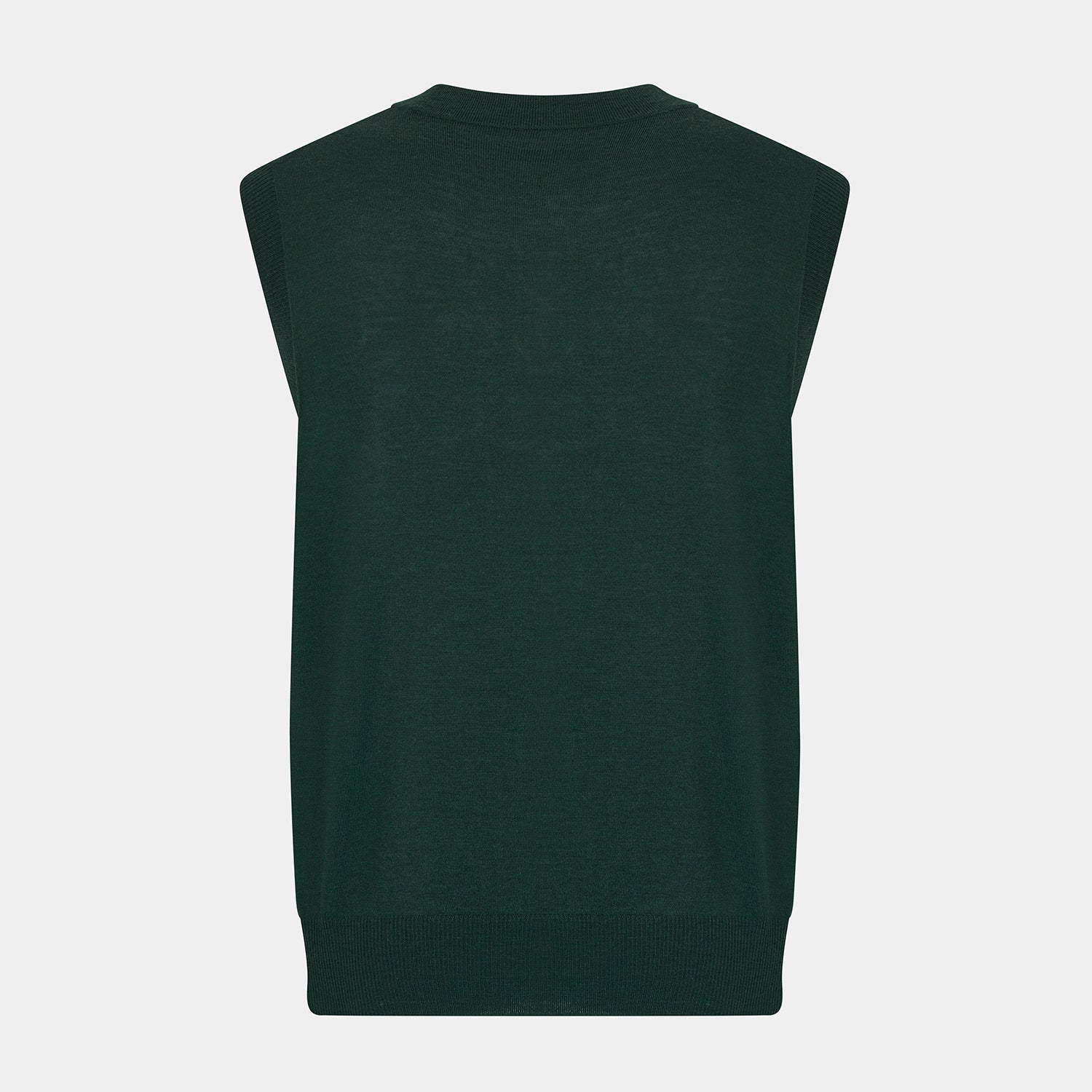 View 3 of product Forest Green Fine Merino V-Neck Sleeveless Cardigan