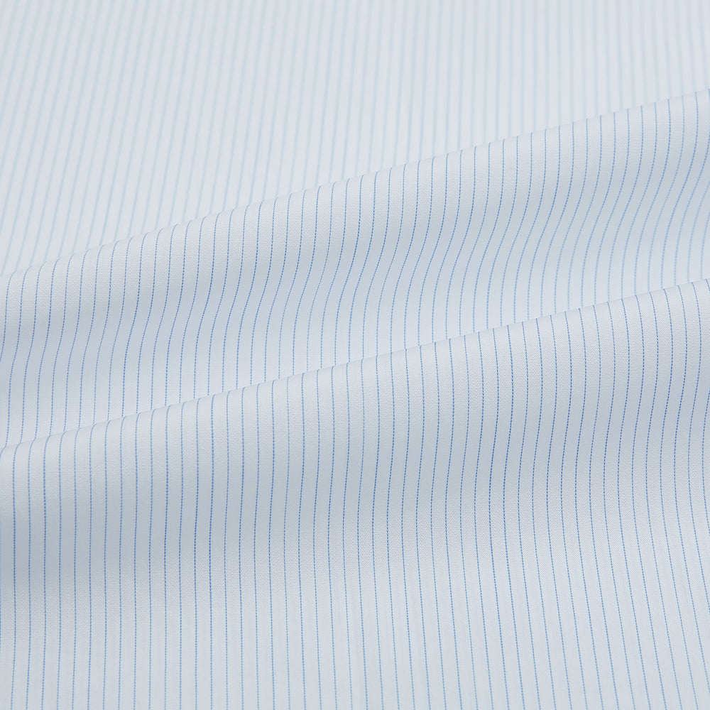 Blue and White Thin Stripe Shirt with T&A Collar and Double Cuffs