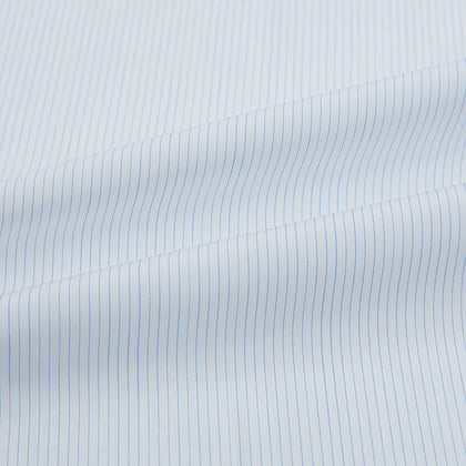 Blue and White Thin Stripe Shirt with T&A Collar and Double Cuffs Image 5