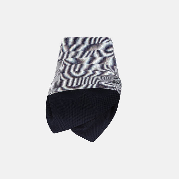 Navy Herringbone Silk and Linen Neck Warmer Image 1