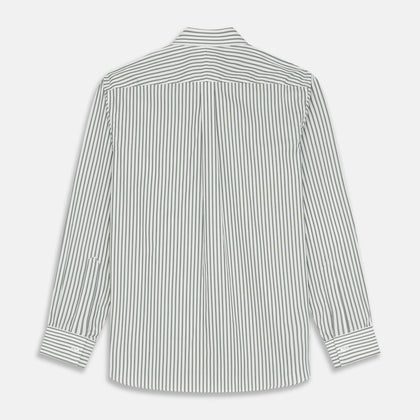 Green Stripe Weekend Fit Shirt with Derby Collar and 1-Button Cuffs Image 5