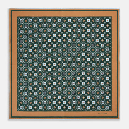 Forest Green Floral Tile Silk Pocket Square Image 8