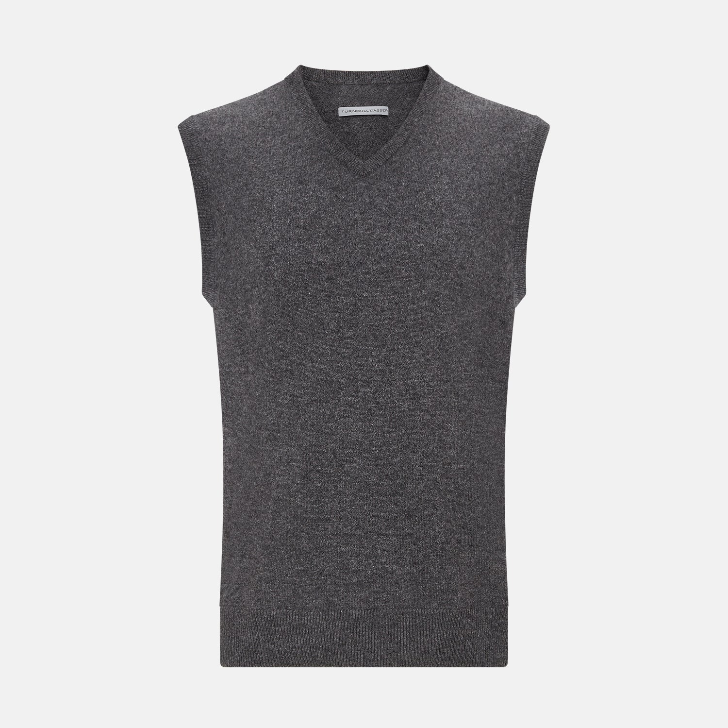 View 1 of product Charcoal Grey Melange V-neck Cashmere Vest