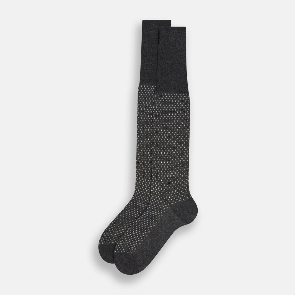 Grey Motif Long Socks