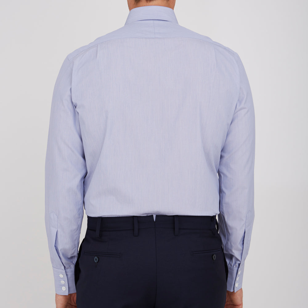 Blue Hairline Stripe Shirt with T&A Collar and 3-Button Cuffs