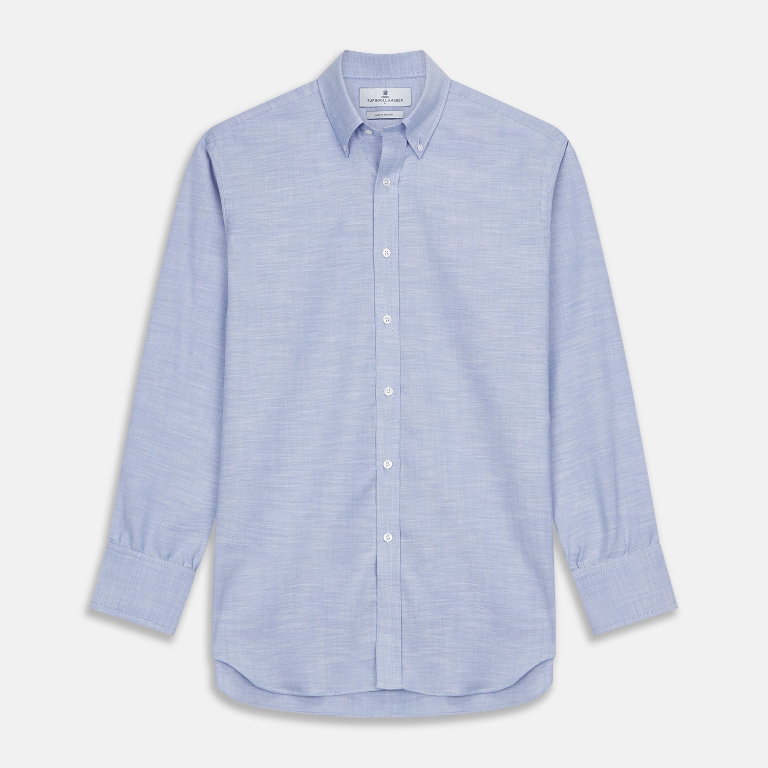 View 1 of product Mid-Blue Chambray Weekend Fit Shirt with Dorset Collar and 1-Button Cuffs