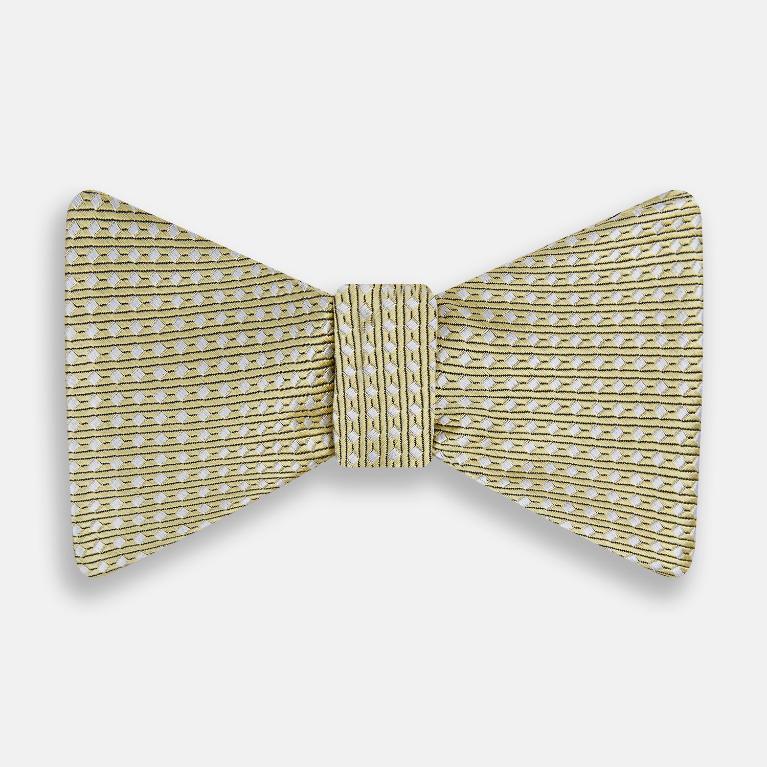View 1 of product Gold and White Square Silk Bow Tie