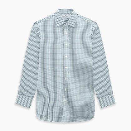 Light Petrol Micro Tattersall Check Mayfair Shirt Image 6
