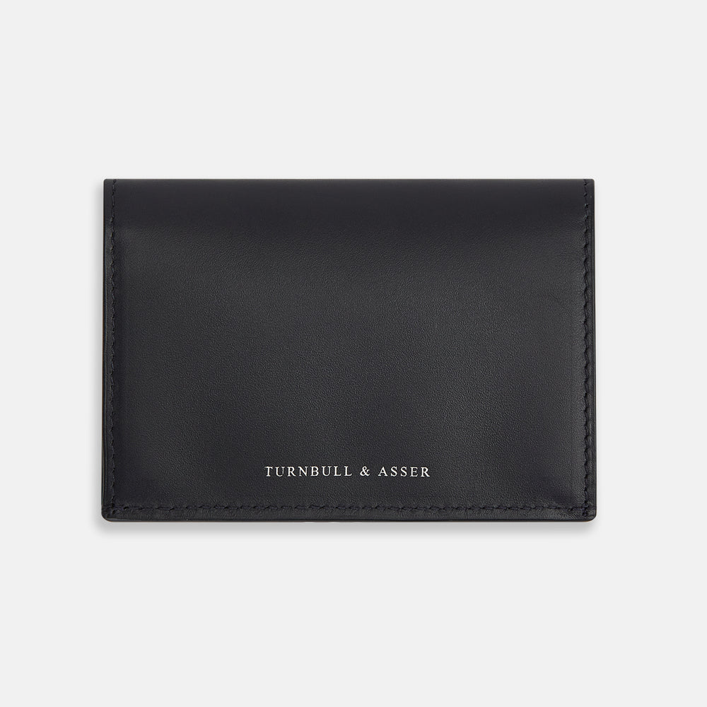 Navy Leather Bi-Fold Card Holder