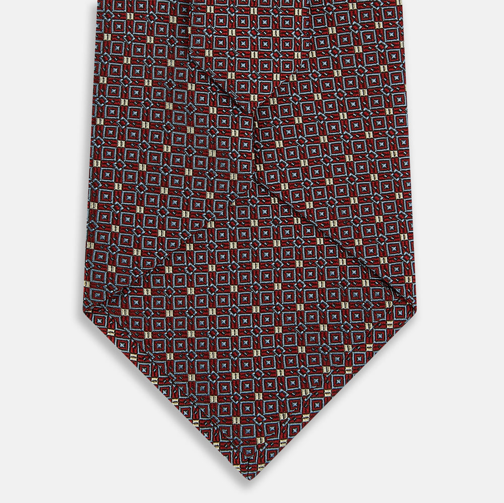 Burgundy Geometric Silk Tie