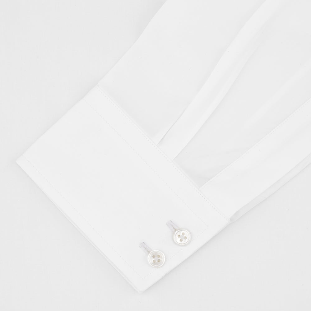 Tailored Fit Two-Fold 120 White Cotton Shirt with Kent Collar and 2-Button Cuffs