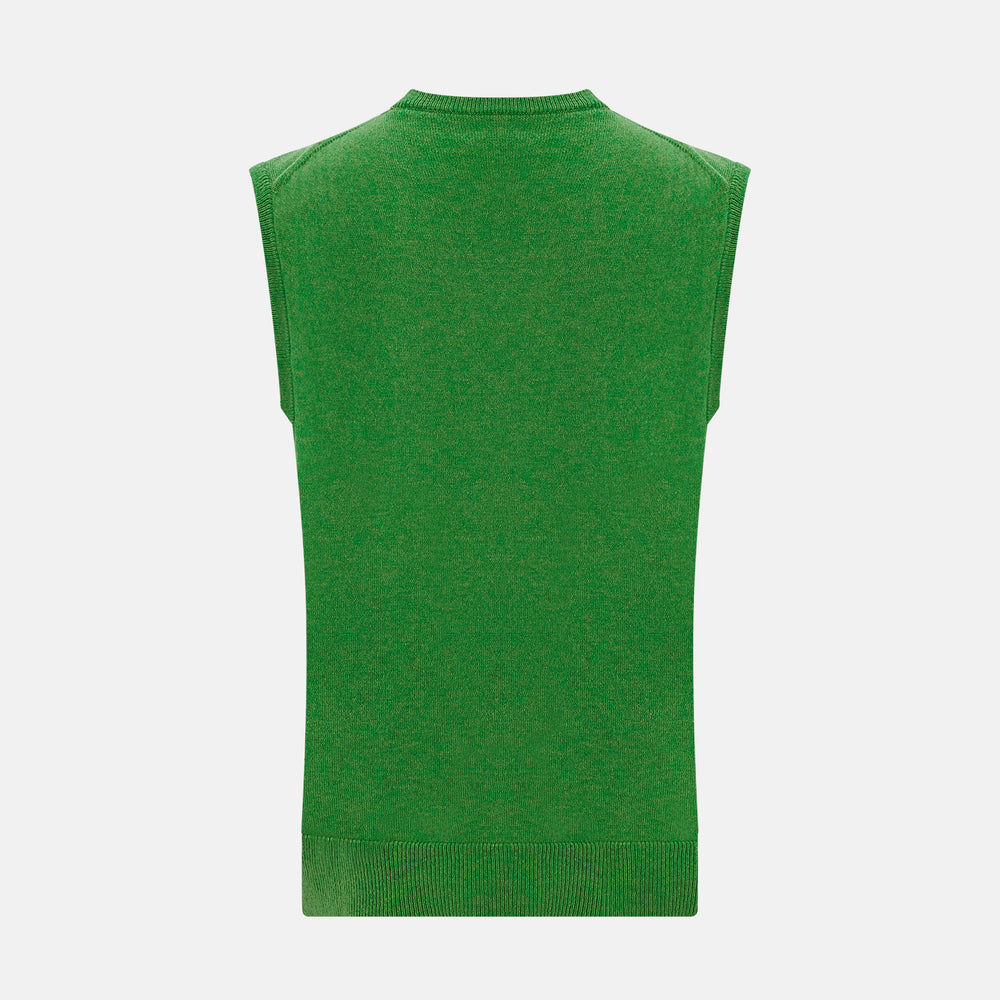 Grass Green Cashmere Round Neck Vest