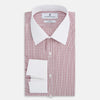 View 5 of product Red Micro Check Shirt with Contrast T&A Collar and Cuffs