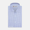 Blue Grid Check Shirt with Regent Collar and 3-Button Cuffs