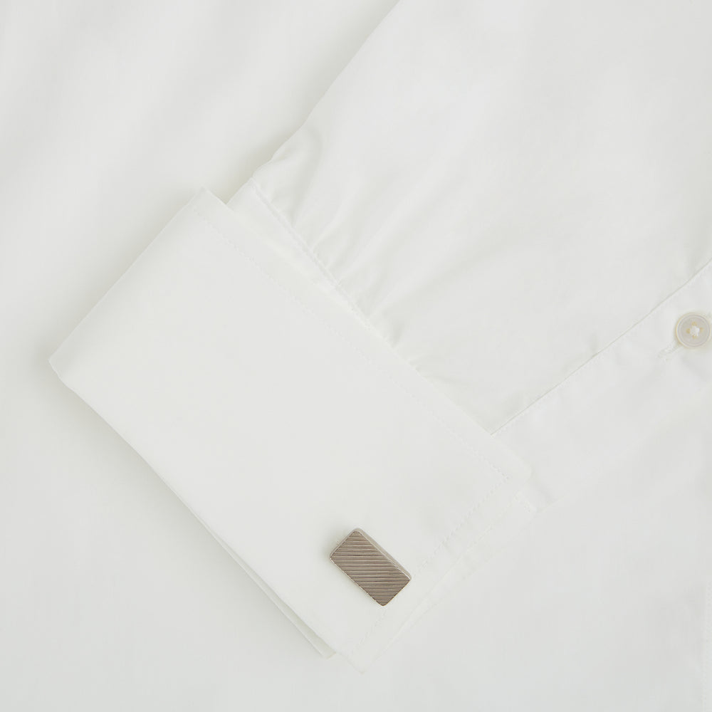 Silver Diagonal Striped Rectangular Cufflinks