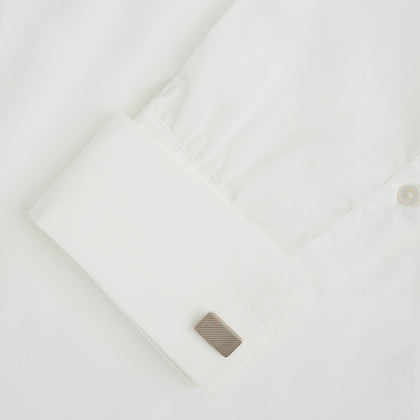 Silver Diagonal Striped Rectangular Cufflinks Image 2