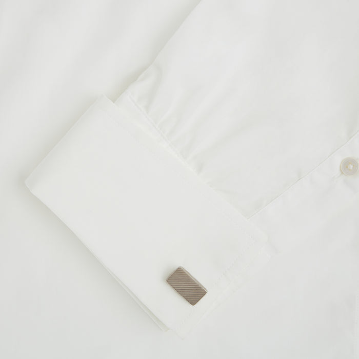 Silver Diagonal Striped Rectangular Cufflinks Image 2