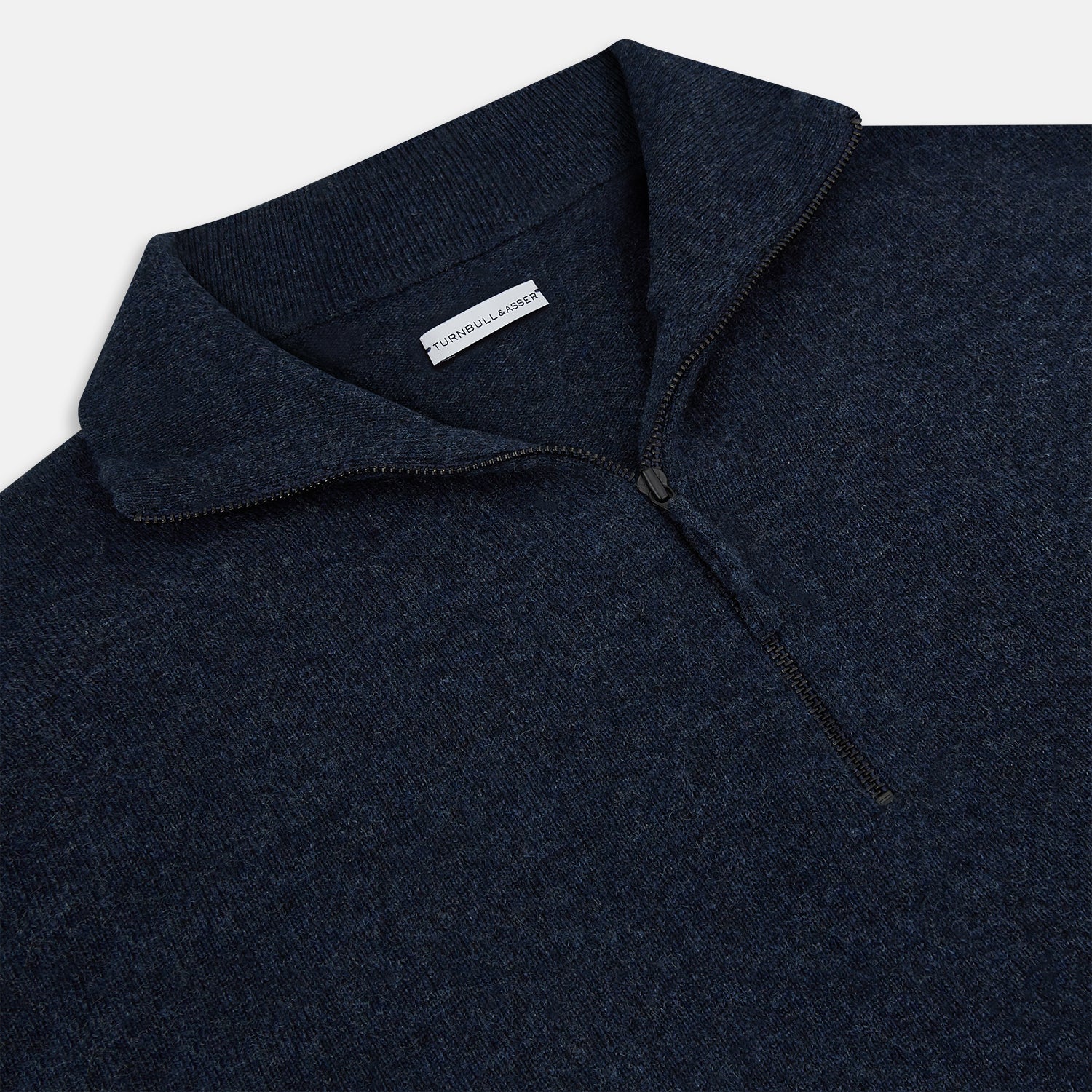 View 2 of product Navy Melange Half-Zip Cashmere Jumper