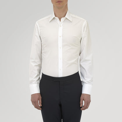 Tailored Fit Two-Fold 120 White Cotton Shirt with Kent Collar and Double Cuffs Image 2