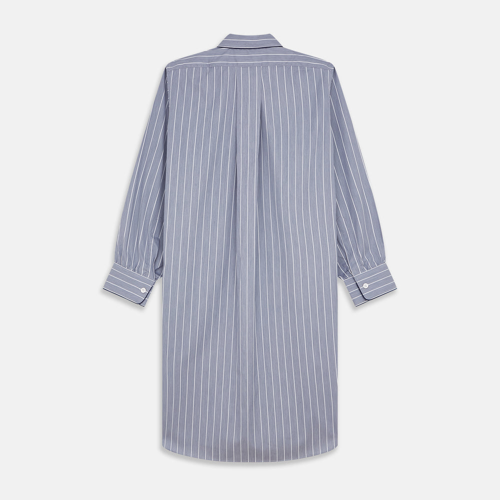 Pale Blue and White Pinstripe Cotton Blend Sussex Nightshirt